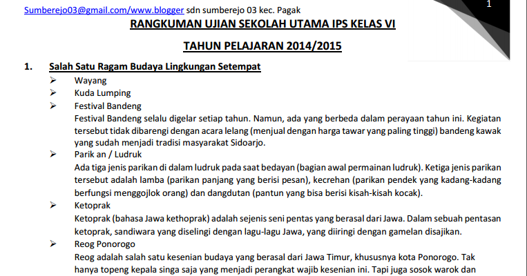 Rangkuman Ips Kelas 6 Untuk Ujian Sekolah