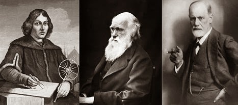 Nicolás Copérnico, Charles Darwin y Sigmund Freud