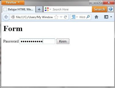 Belajar HTML Membuat Text Box Password Belajar HTML Membuat Text Box Password