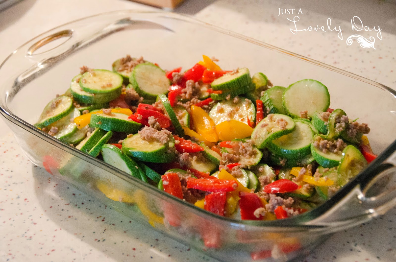 Sausage, Zucchini, and Pepper Bake Just a Lovely Day