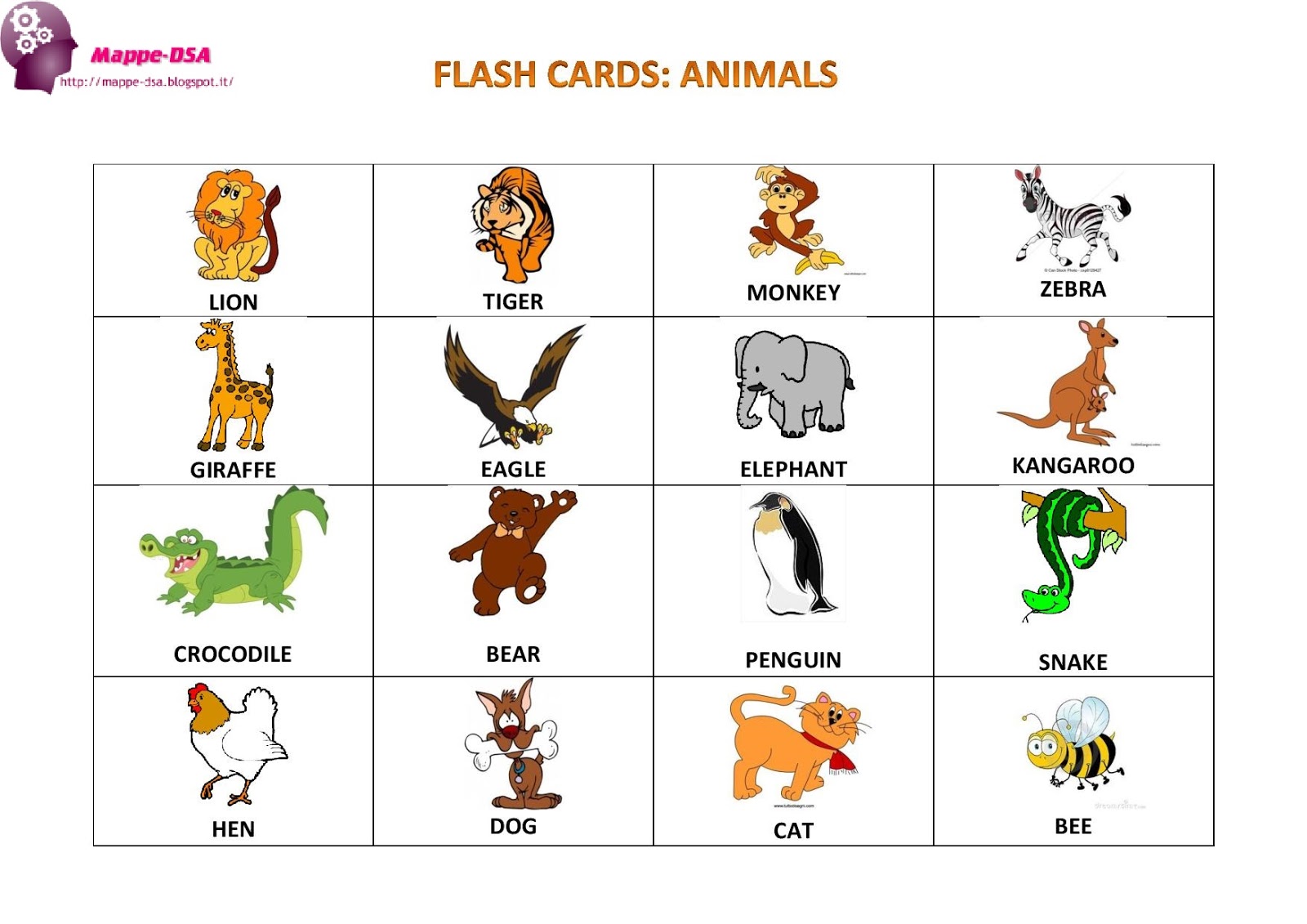 FLASH CARDS ANIMALS