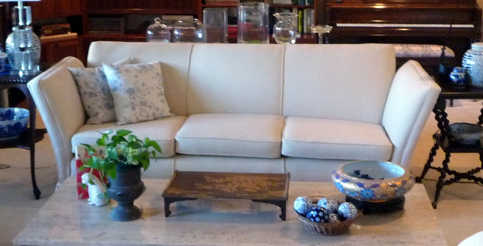 Teapots and Polka Dots Downton Abbey's Sofa...and Mine