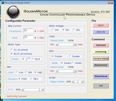 GoldenMotor PD-280 software for tuning the MagicPie 3