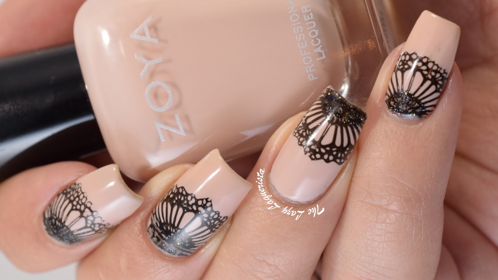 Manicure Manifesto: Black and Nude Lace Nail Stamping