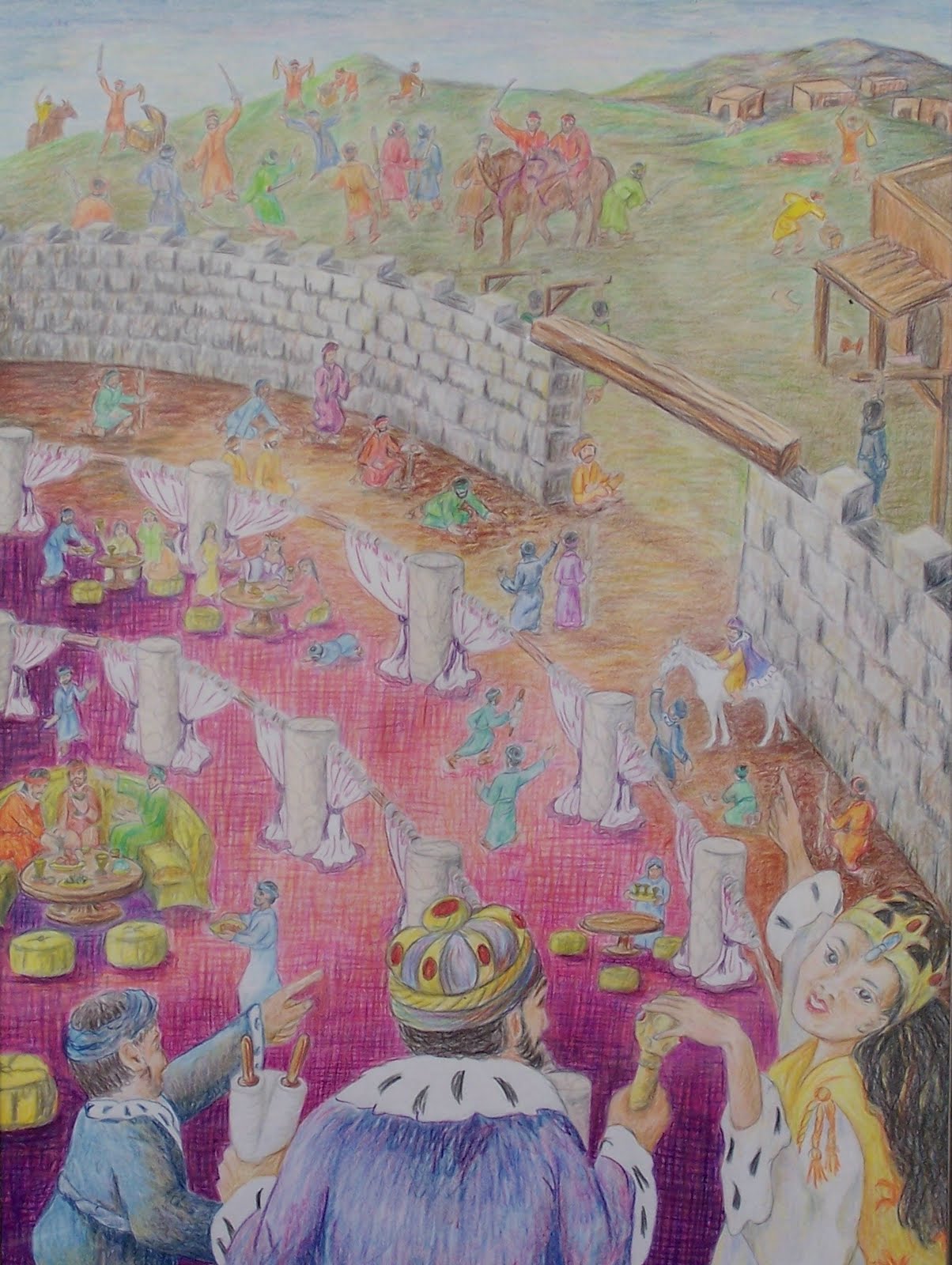 Maeona's Artwork Anglo Saxon Colored Pencil Folk Art BibleEsther