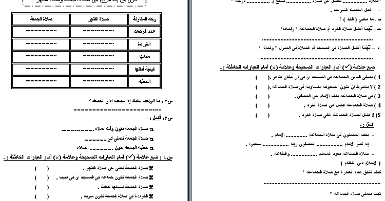 مراجعة تربية اسلامية الصف الثالث الابتدائى الفصل الدراسى الاول فى اكثر