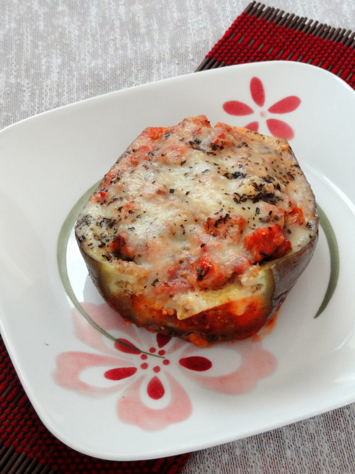 As Good As Gluten Baked Eggplant Parmesan Boats with Sausage