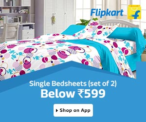 Set of 2 Single Cotton Bedsheets below Rs.599 @ Flipkart