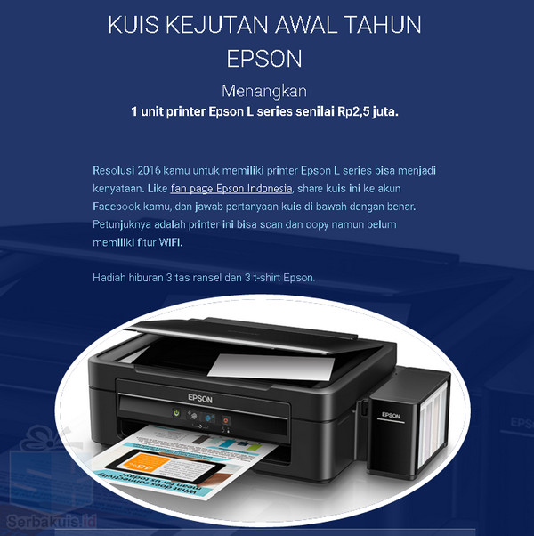 Kuis Awal Tahun Epson Berhadiah Printer Senilai 2,5 Juta Kuis Awal Tahun Epson Berhadiah Printer Senilai 2,5 Juta