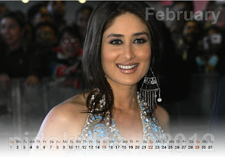 Beautiful Kareena Kapoor Desktop Calendar 2012