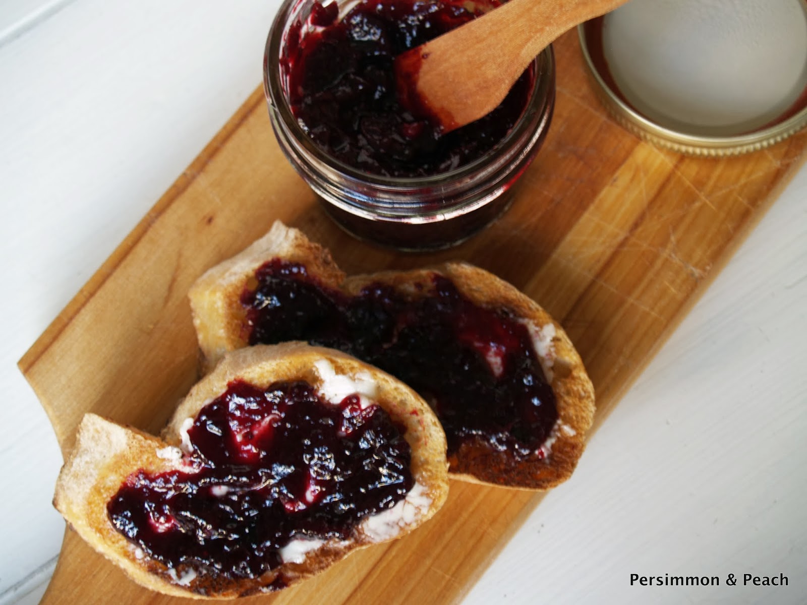 Persimmon and Peach Spiced Blueberry Honey Jam