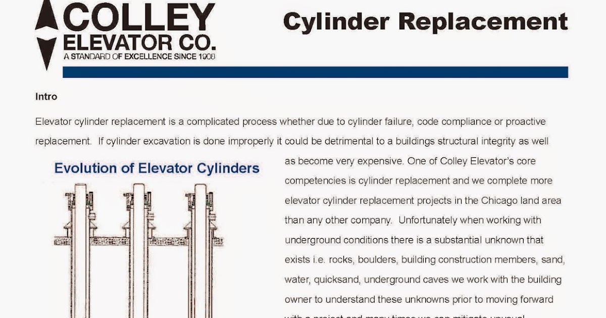 Chicago Elevator Maintenance Colley Elevator Elevator cylinder