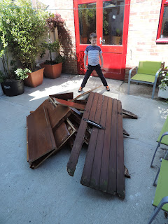garden gate and dismantled cupboard