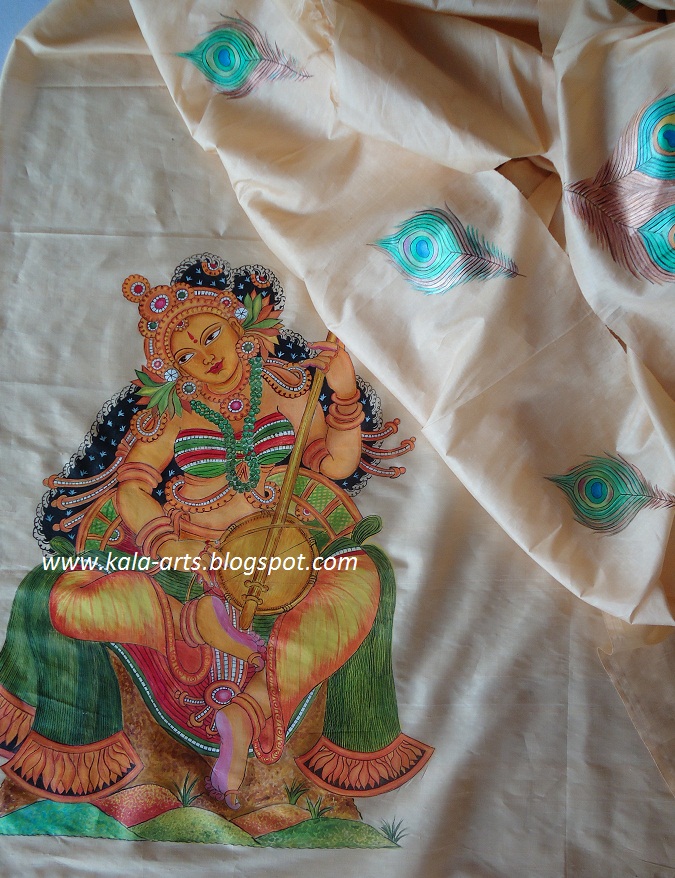 my talent Mural painting on saree