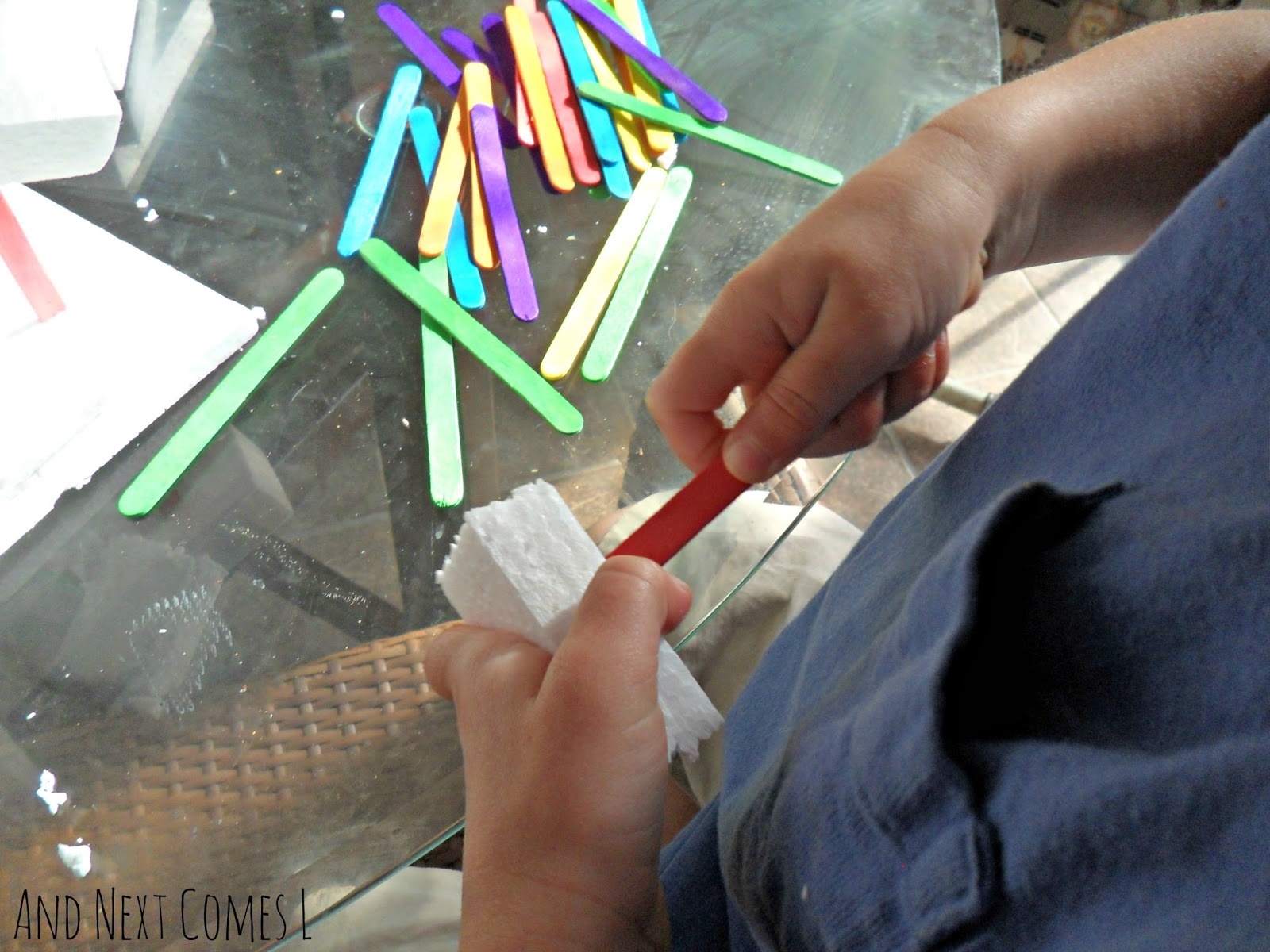 Building With Styrofoam and Colored Craft Sticks And Next Comes L