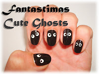 Nail Friday: Halloween Telarañas y  Fantasmitas spiderwebs and ghots manicure Silvia Quiros 