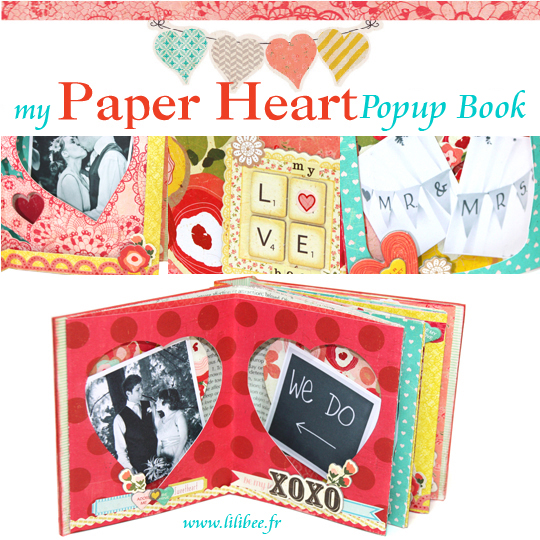 LilibeeStudio Valentine scrapbook minialbum with popup/Mini album avec