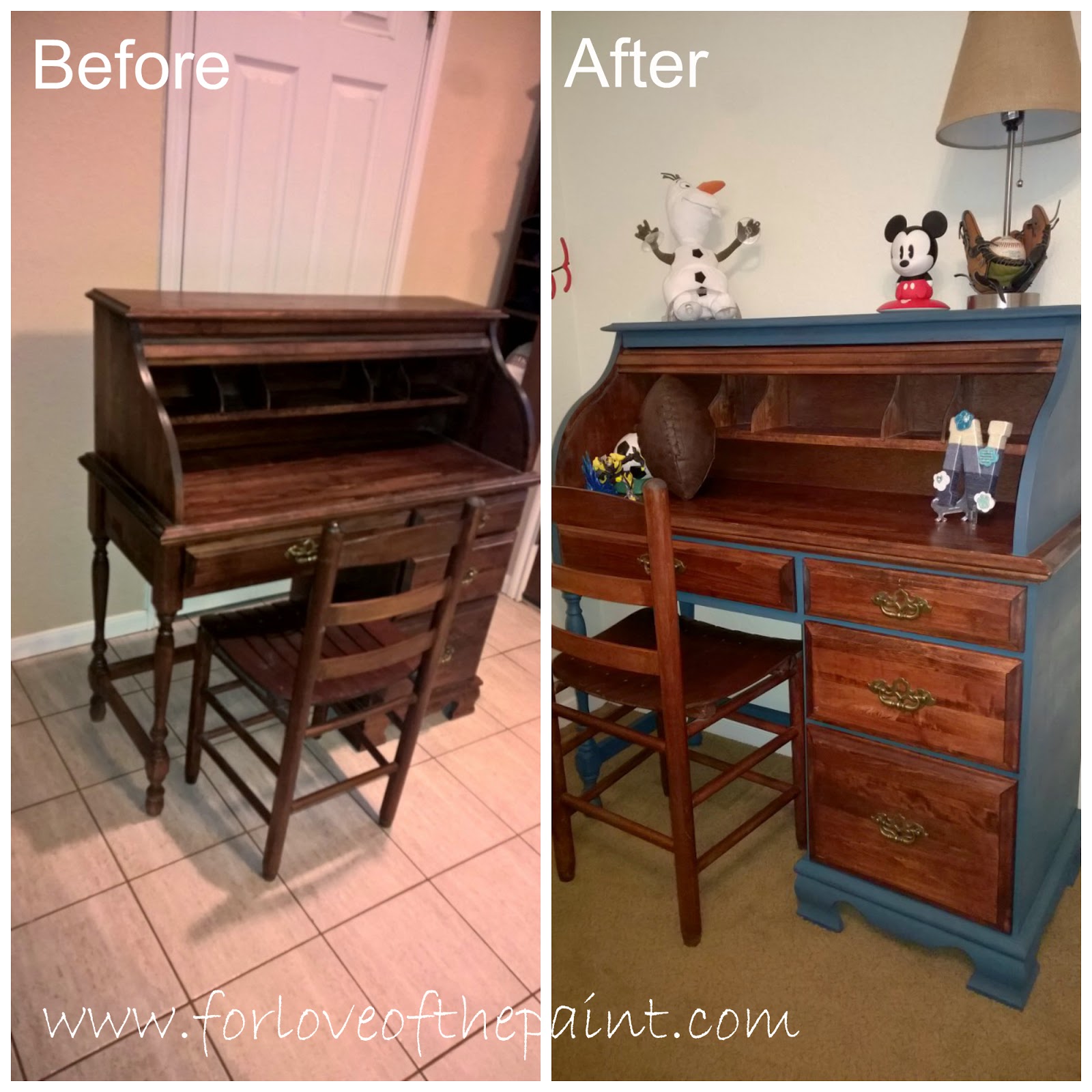 For Love Of The Paint Before And After Vintage Rolltop Desk