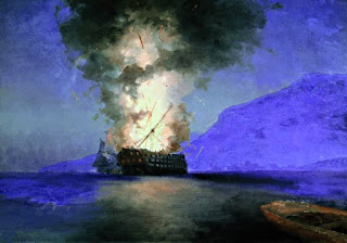 Картина "Взрыв корабля"
