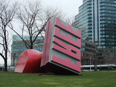 FREE stamp in cleveland, sculpture, ohio, red