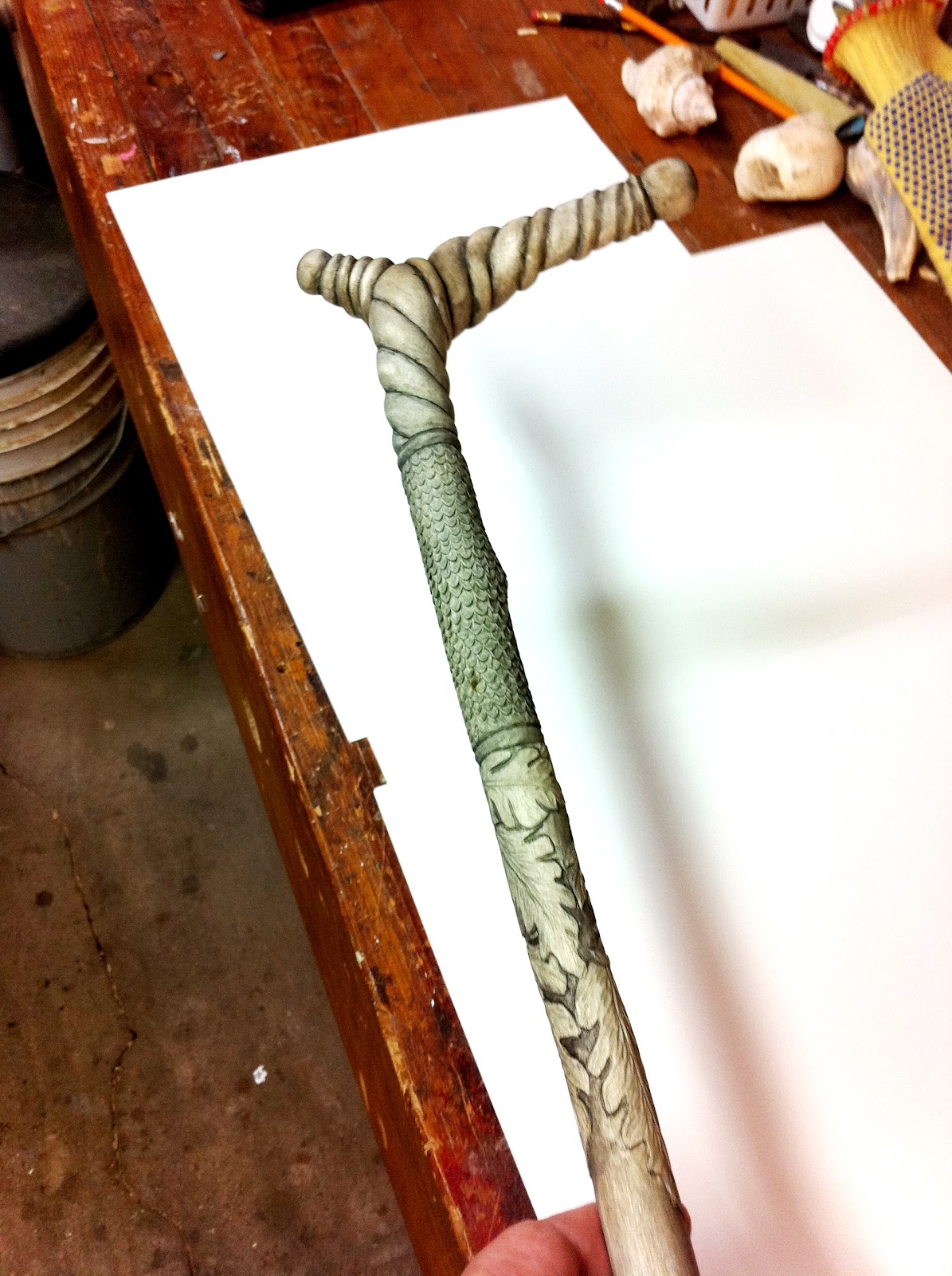 Mike Pounders Wood Carving "Sumac Cane"