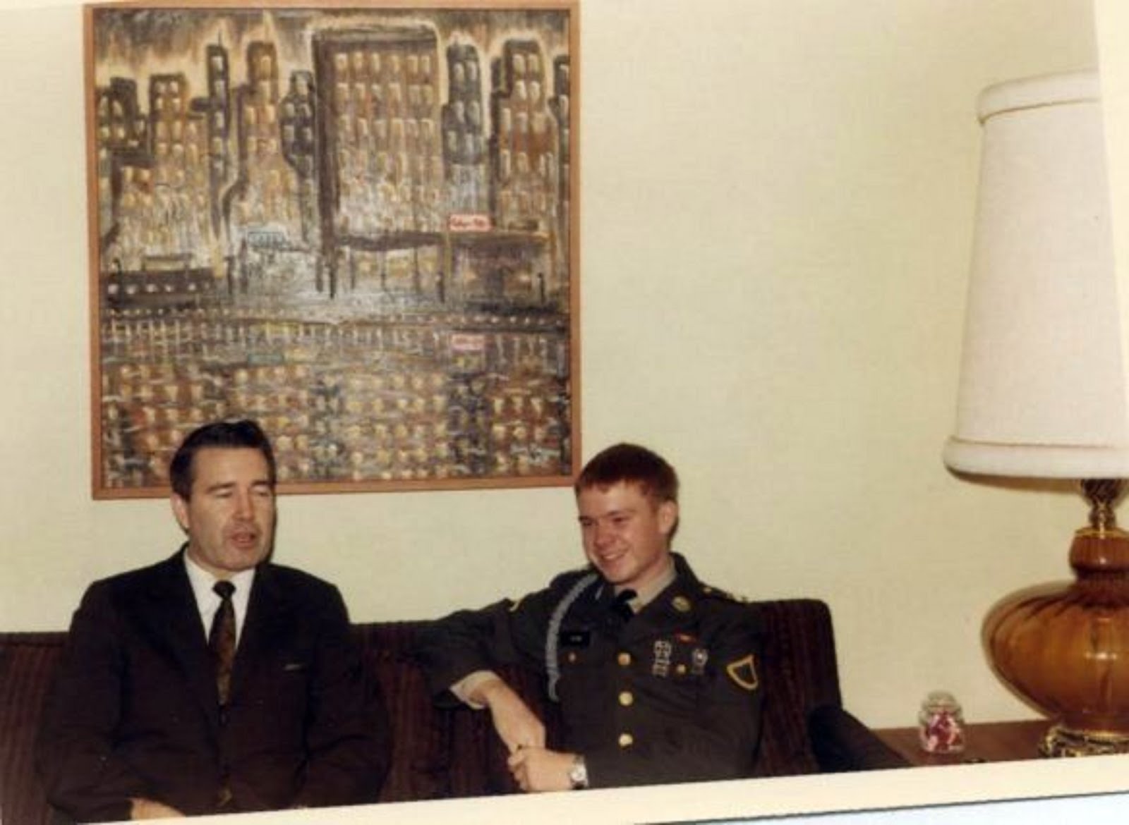 MY  DAD ZELMAR, AND ME IN UNIFORM READY TO GO TO VIETNAM THAT NIGHT ON JAN 19th, 1969