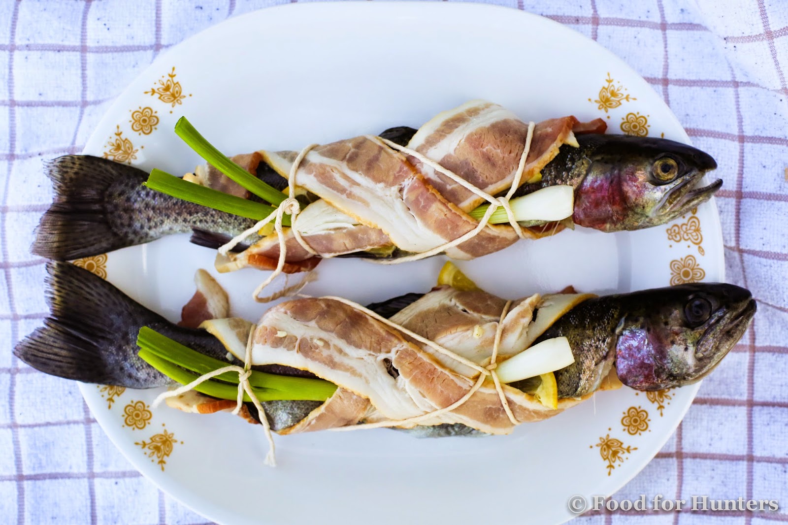 Food for Hunters Grilled Rainbow Trout Wrapped in Bacon