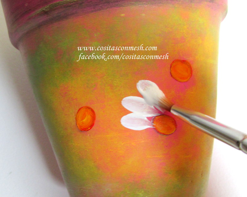 Flores pintadas en macetas paso a paso cositasconmesh