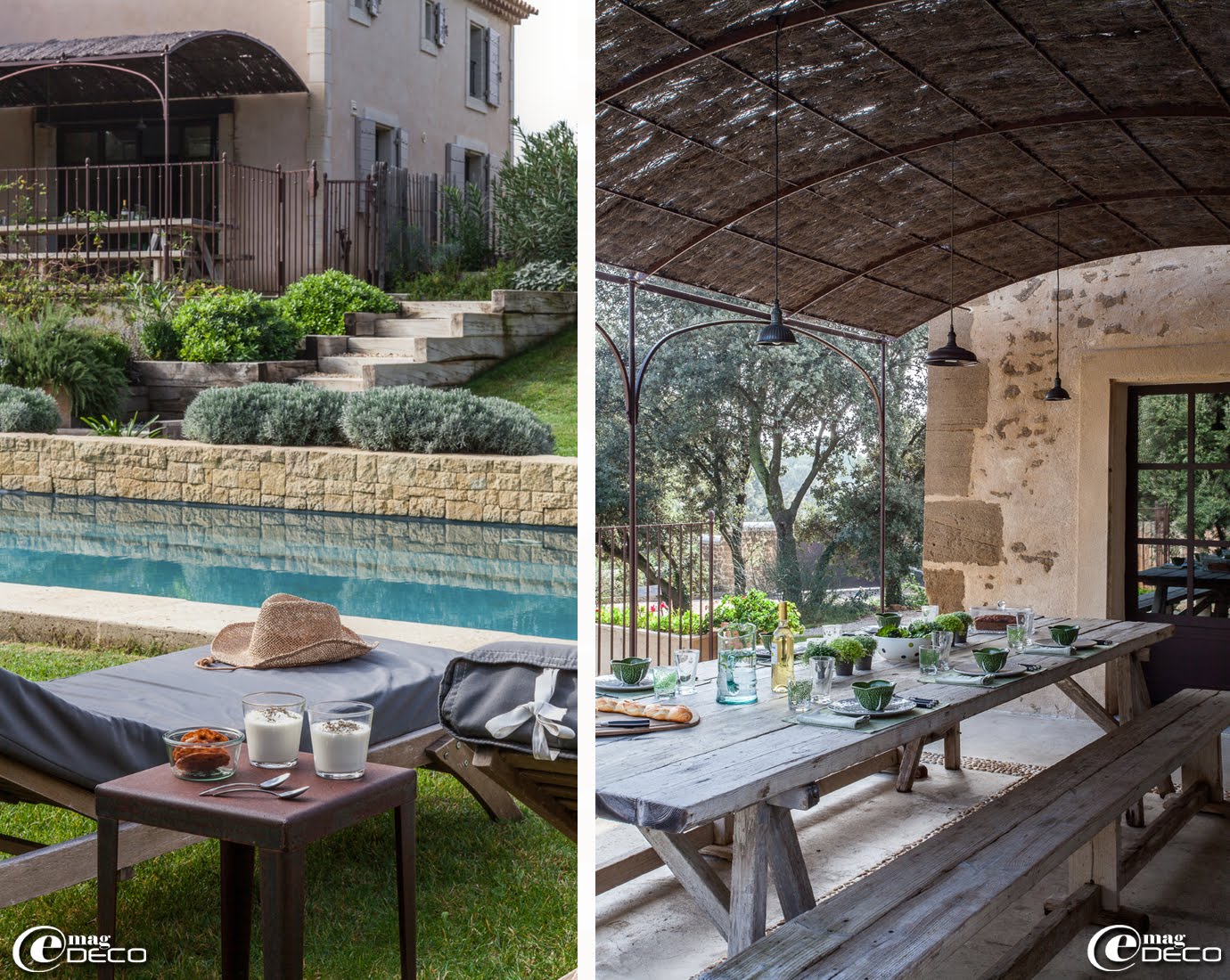 Piscine et pergola de la maison d'hôtes de charme 'La Bergerie de Nano', près de Beaumes-de-Venise