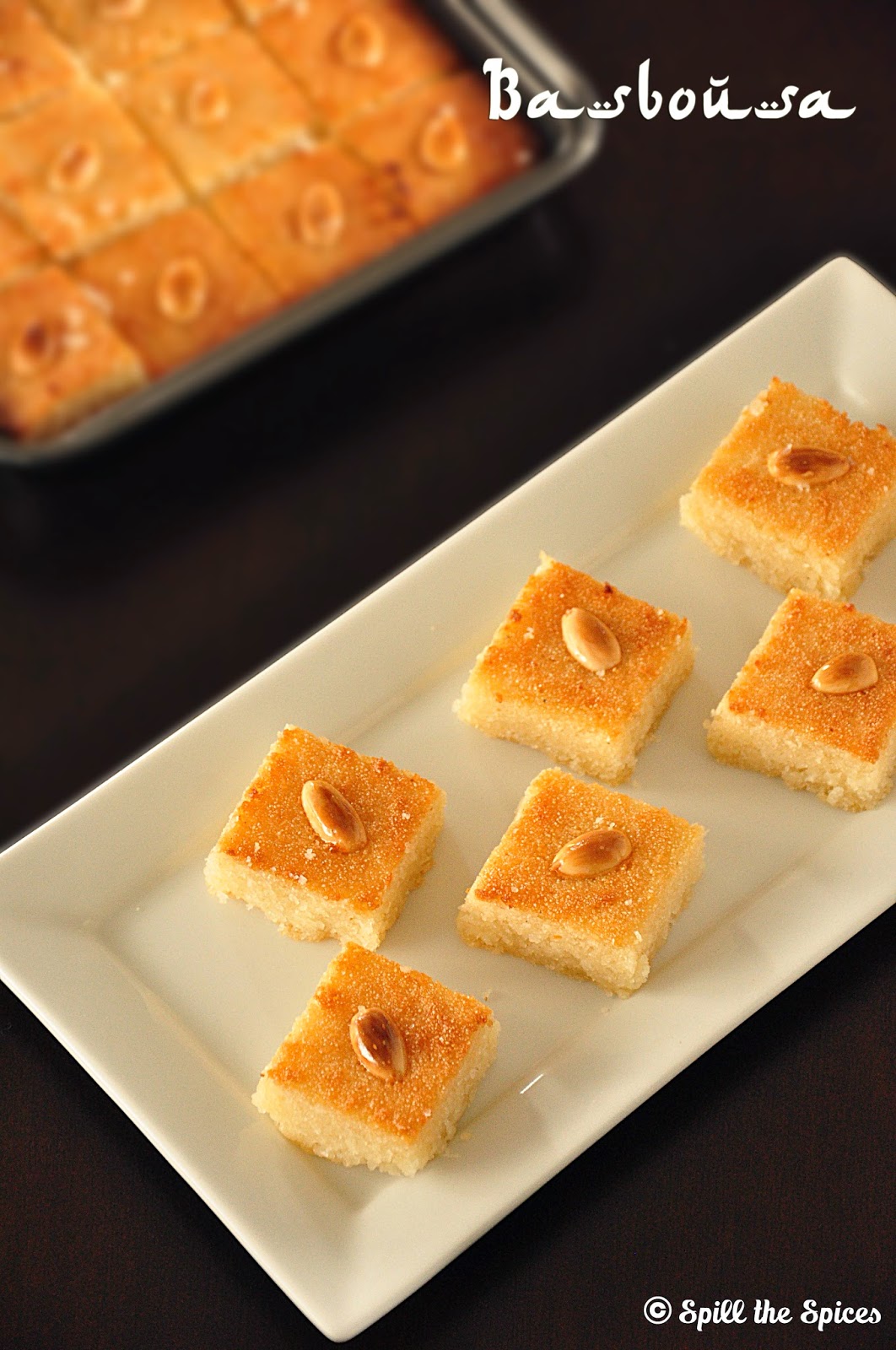 Basbousa Eggless Arabic Semolina Cake Spill the Spices