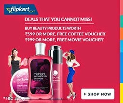 Beauty Bonanza Sale @ Flipkart: Buy for Rs.599 – Get Couple Coffee Voucher | Buy for Rs.999 – Get Couple Movie Voucher (Valid for Today Only)