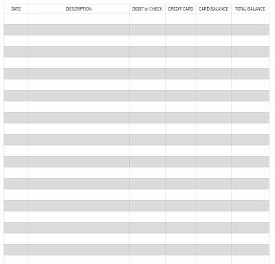 banking register printable