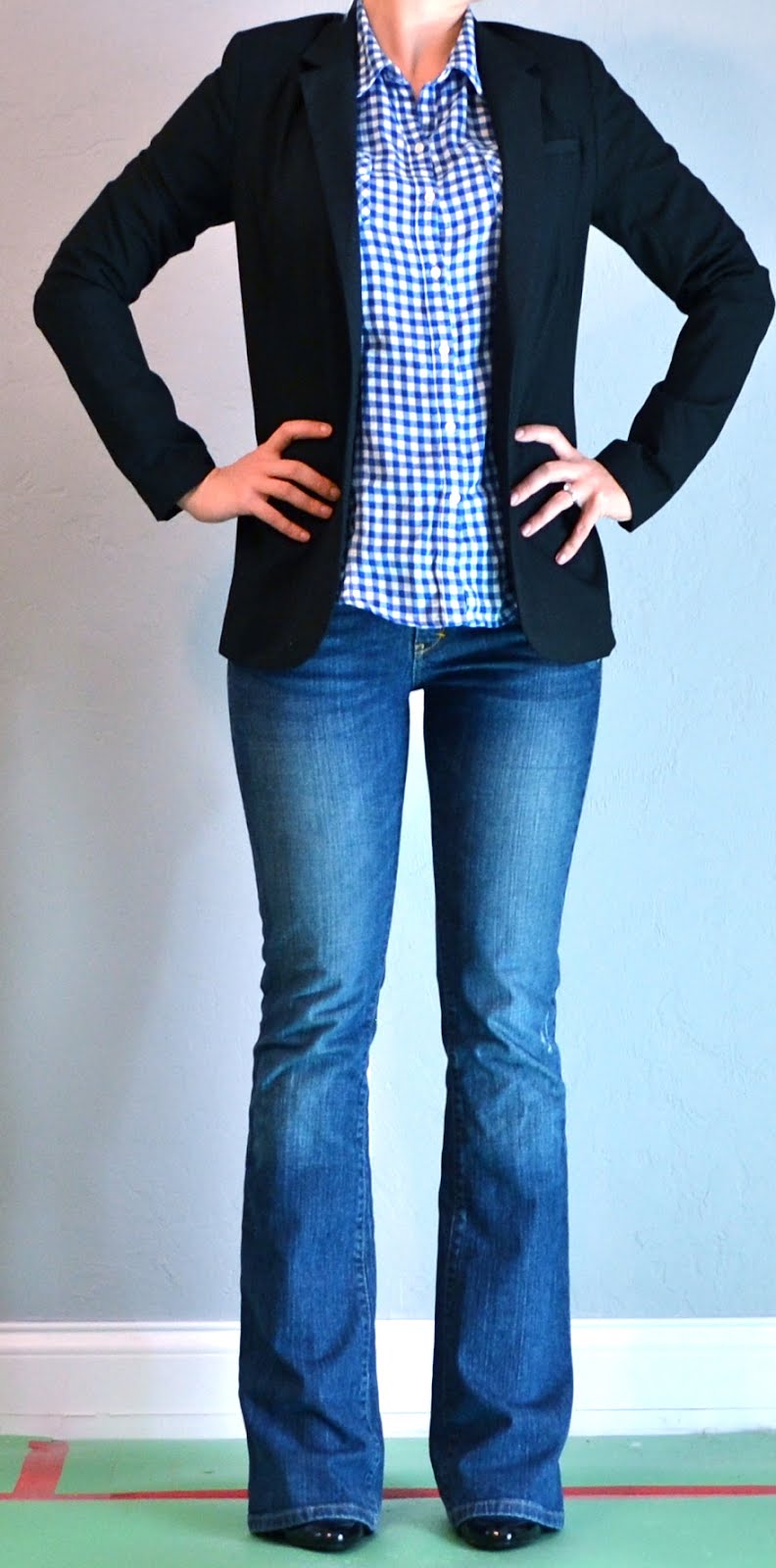 blue plaid shirt outfit