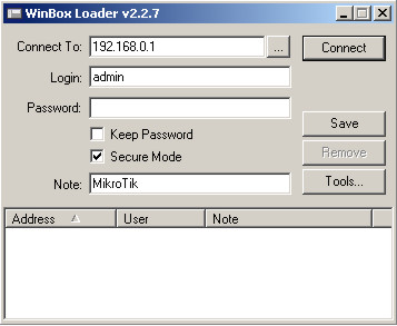 to start the Winbox loader