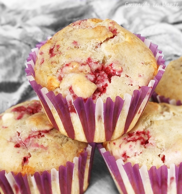 Cocinando en Marte Muffins de frambuesas y chocolate blanco