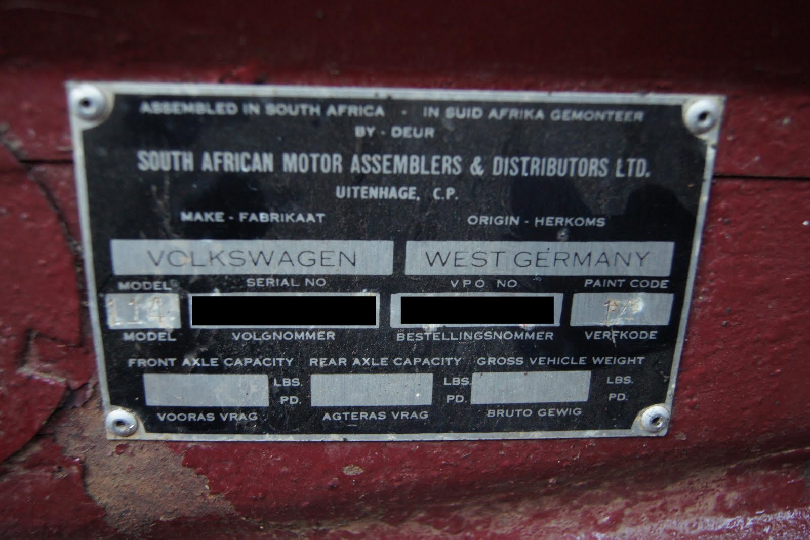 VW Beetle 1967 aka "Kewer" Beetle Paint Colors and Codes