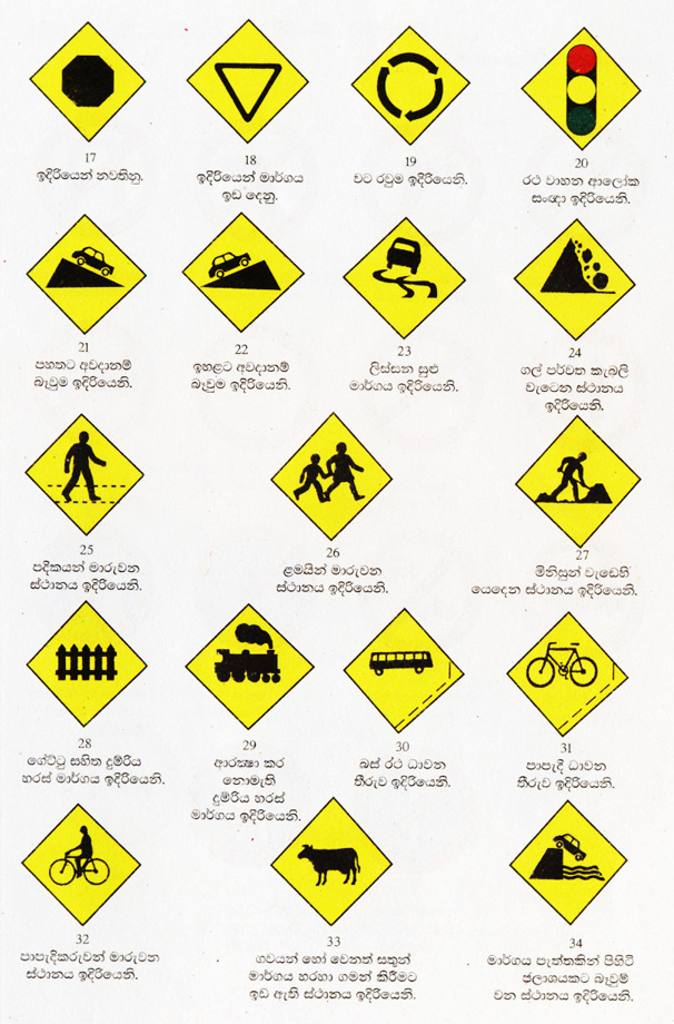 Danger Warning Signs අනතුරු හැඟවීමේ සංඥා Sri Lanka Road Traffic Signs