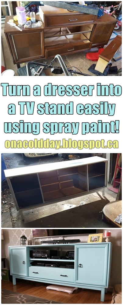 On A Cold Day Retro Dresser Turned Spray Painted Tv Stand