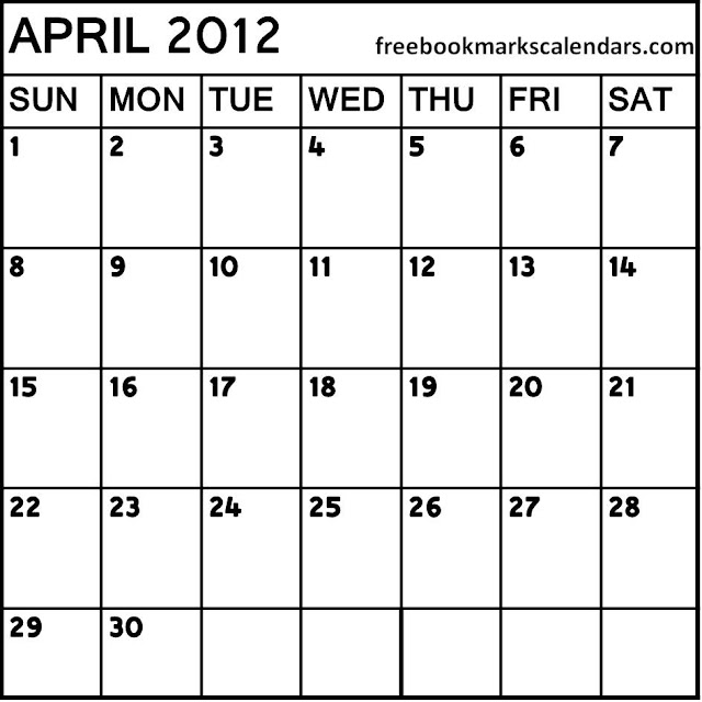 Blank April Calendar