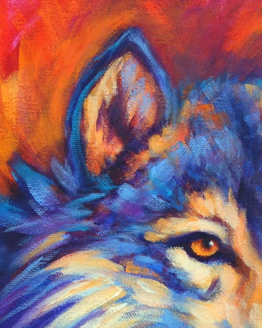 Wildlife Art of the West Expressive Vibrantly Colorful Wolf Painting