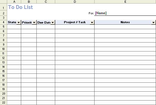 project to do list template