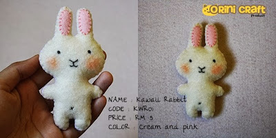 Kawaii Rabbit Cream Felt Keychain