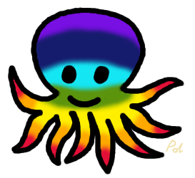 Cartoon rainbow octopus