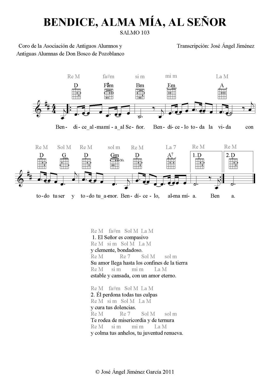 Salmo 103 - Bendice al Señor, alma mía (Choir SATB Chanted Verses