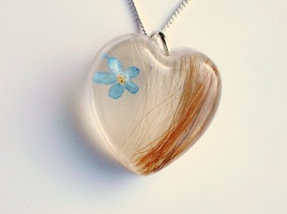 Horse hair necklace and forget me not flower