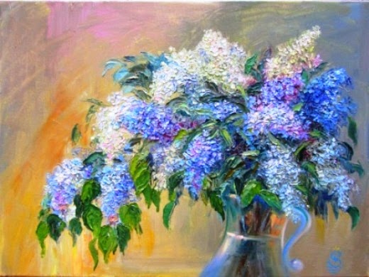 original oil painting on canvas Lilacs in the Sunlight