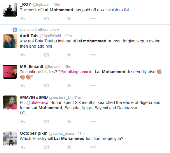 Twitter meltdown as Nigerians react to Buhari's #MinisterialList Twitter meltdown as Nigerians react to Buhari's #MinisterialList