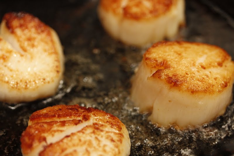 salt and love seared scallops with edamame puree