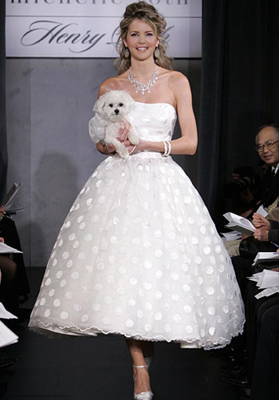 polka dot wedding dress tea length