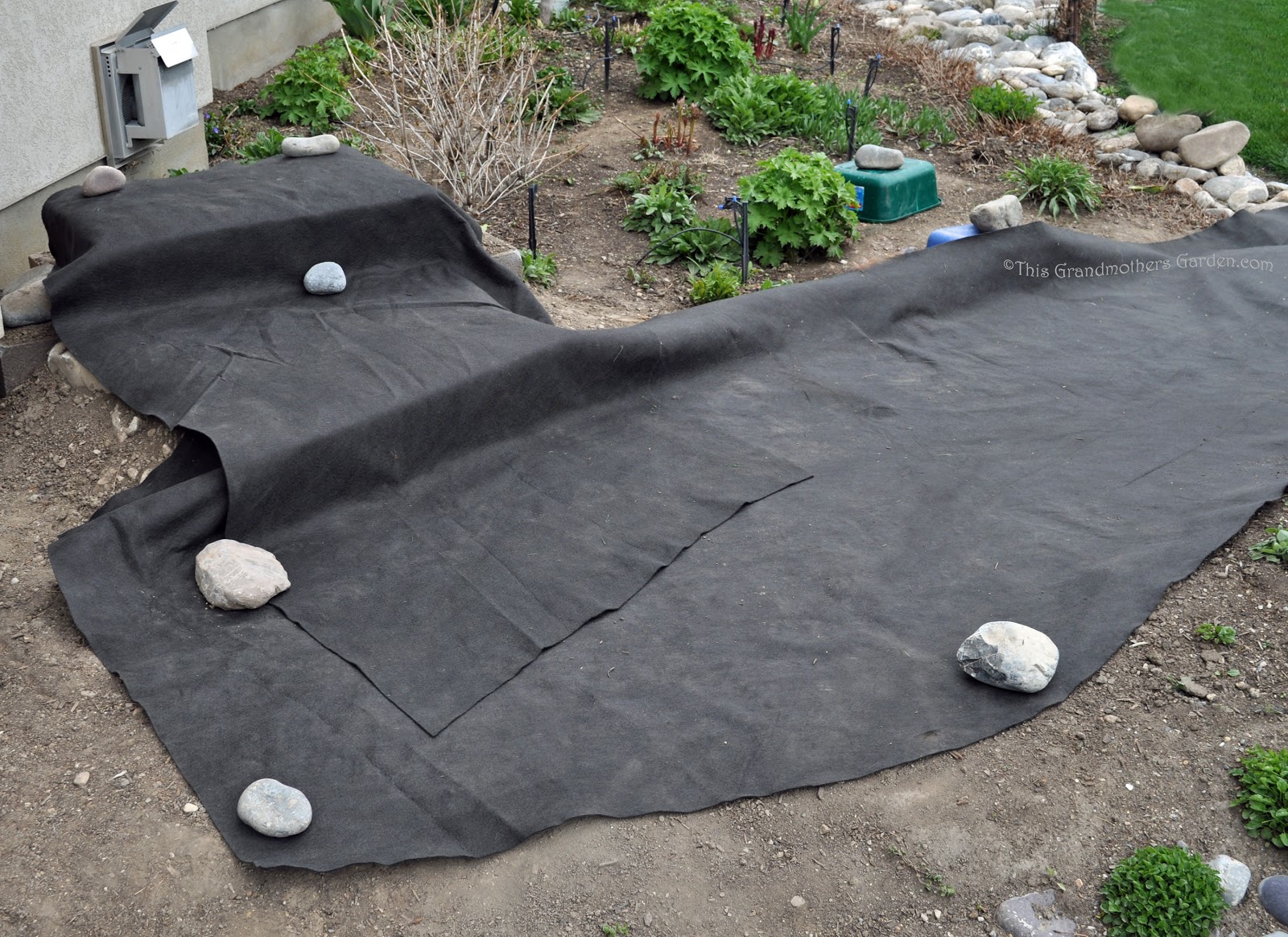 This Grandmother's Garden Laying the Liner... Building our Waterfall